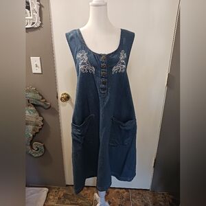 Mississippi River Blues Denim Dress Jumper Midi - Mini Womens 2X 100% Cotton
